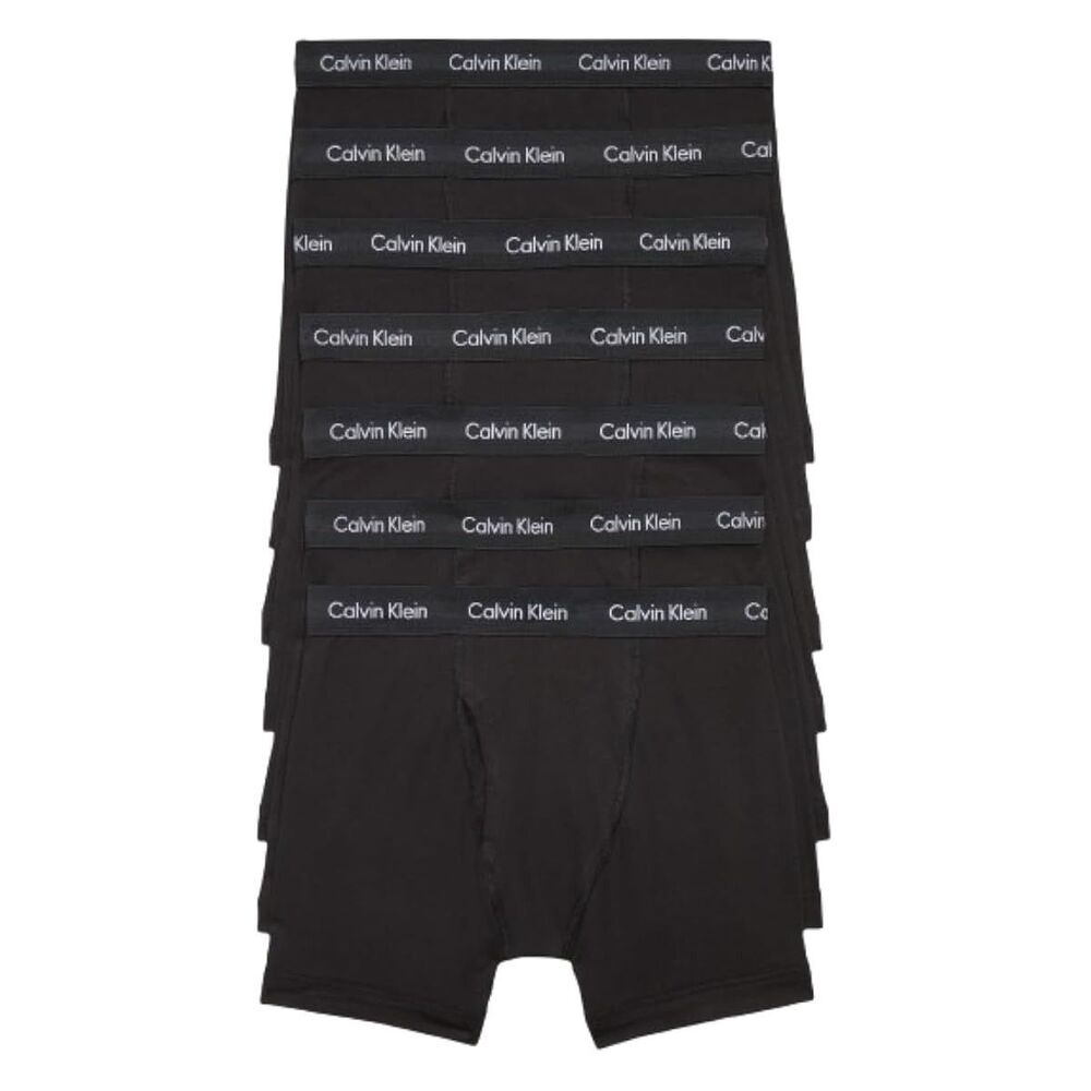 Calvin Klein Men’s Cotton Stretch 7-Pack Boxer Briefs – Black – Size Small